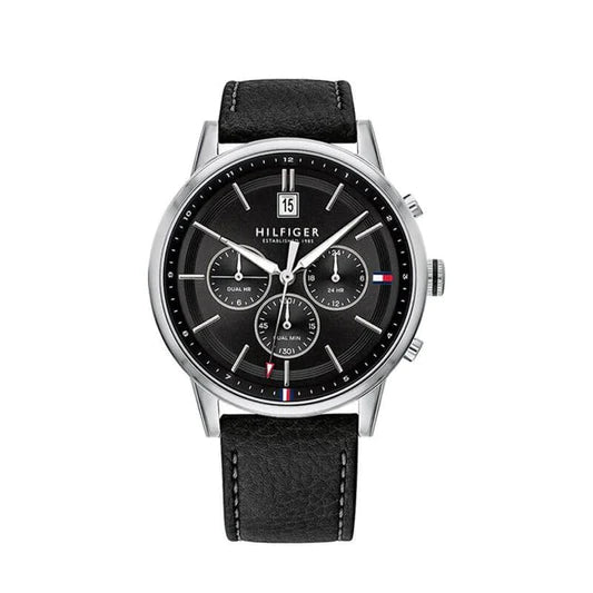 Tommy Hilfiger Kyle Quartz Black Dial Black Leather Strap Watch for Men - 1791630 Buy Now By Tommy Hilfiger