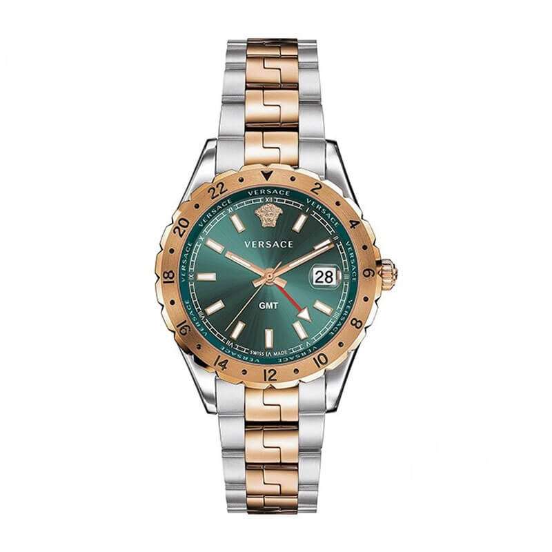 Versace Hellenyium GMT Green Dial Two Tone Steel Strap Watch for Men - V11050015 Buy Now By Versace