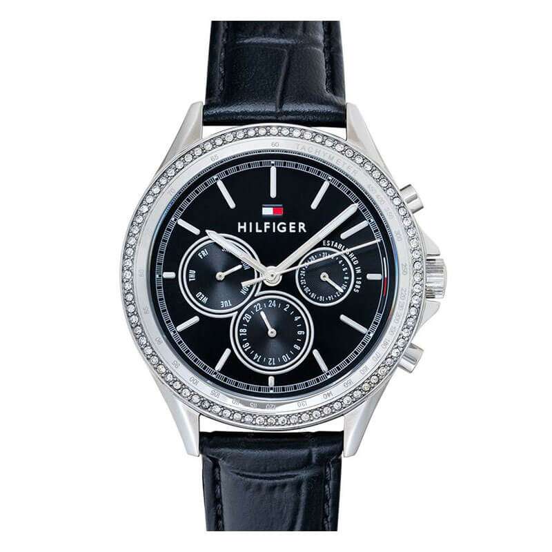 Tommy Hilfiger Ari Diamonds Black Dial Black Leather Strap Watch for Women - 1781981 Buy Now By Tommy Hilfiger