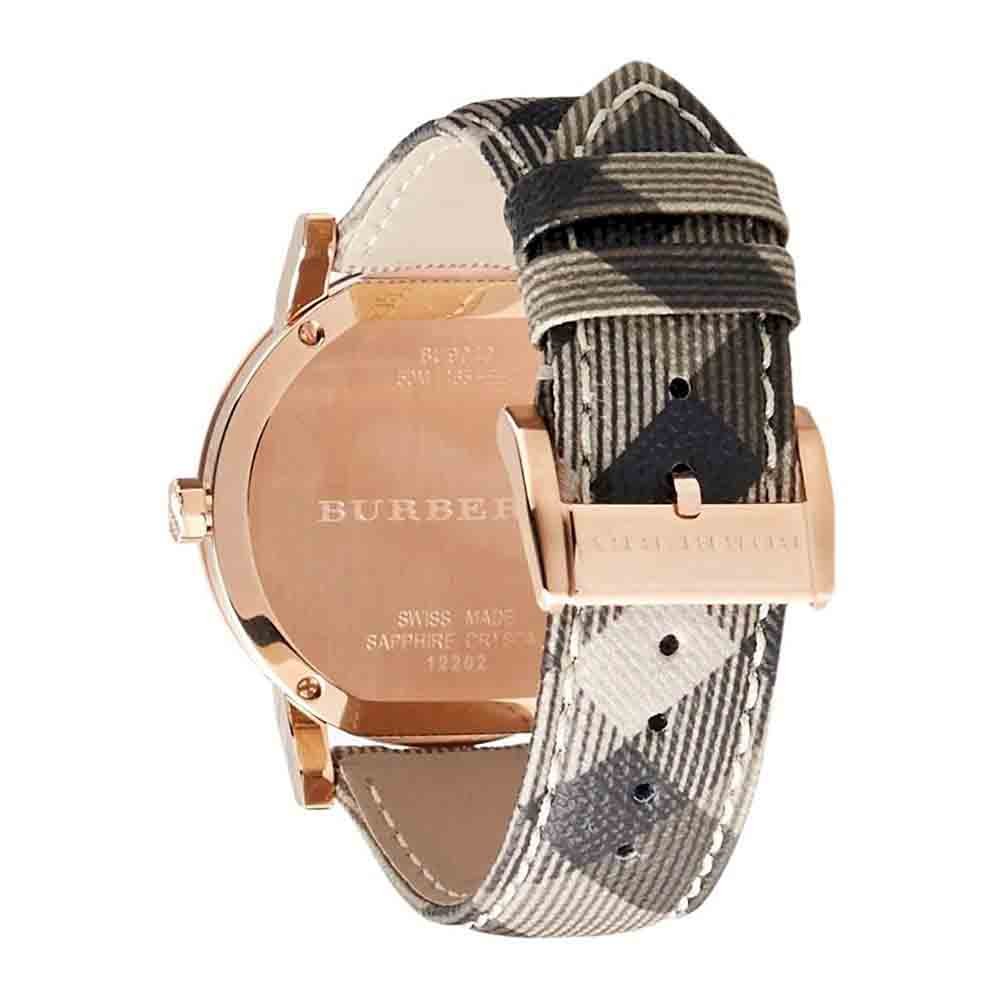 Burberry The City Gold Dial Haymarket Brown Leather Strap Watch for Women - BU9219 Buy Now By Burberry