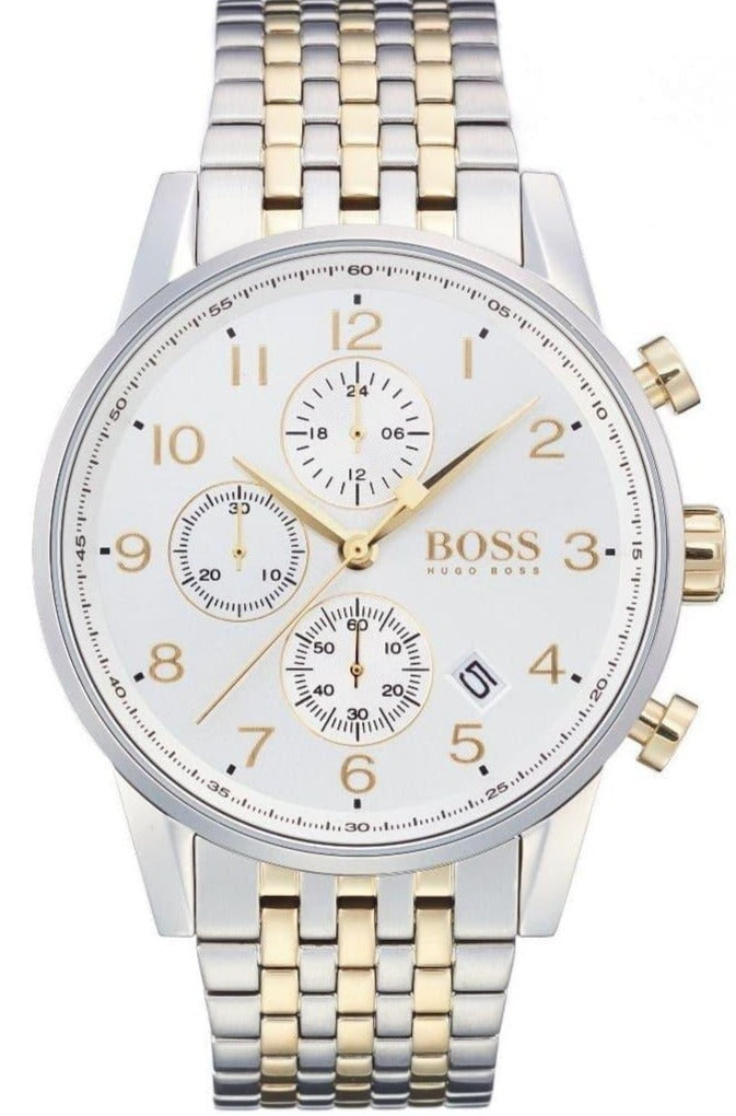 Hugo Boss Navigator White Dial Two Tone Steel Strap Watch for Men - 1513499 Buy Now By Hugo Boss