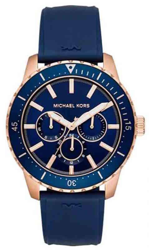 Michael Kors Cunningham Multifunction Blue Dial Blue Rubber Strap Watch For Men - MK7163 Buy Now By Michael Kors