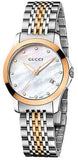 Gucci G Timeless Diamonds Mother of Pearl Dial Two Tone Mesh Bracelet Watch For Women - YA126514 Buy Now By Gucci