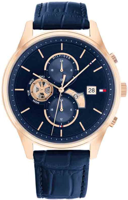 Tommy Hilfiger Weston Chronograph Blue Dial Blue Leather Strap Watch For Men - 1710503 Buy Now By Tommy Hilfiger
