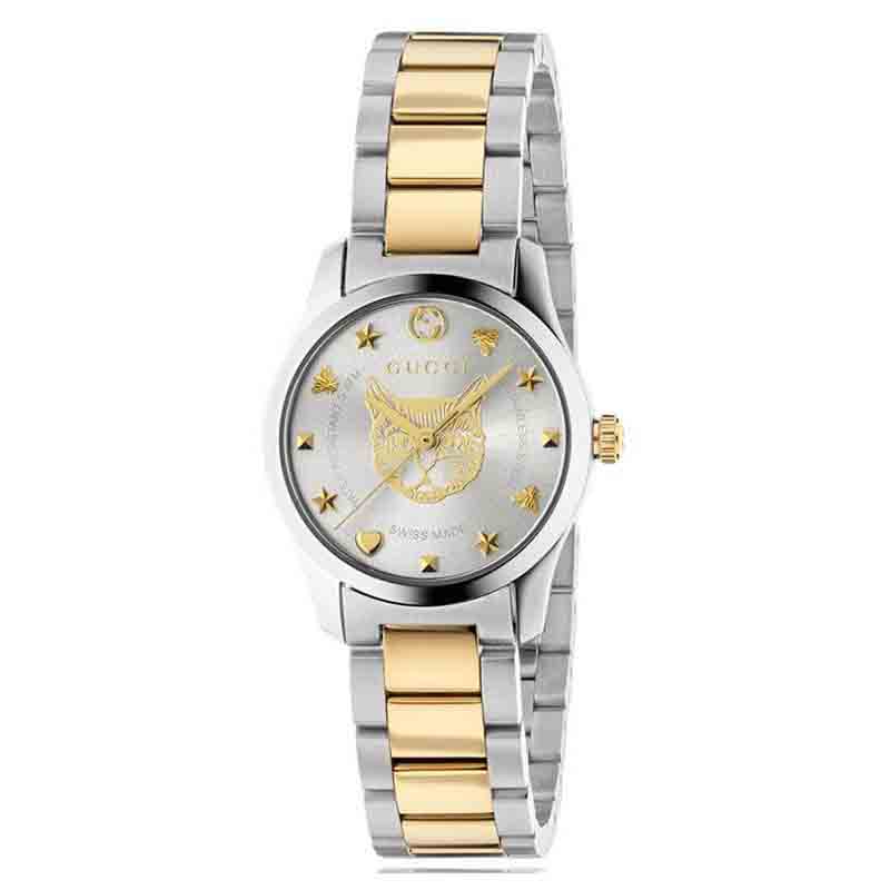 Gucci G Timeless Quartz Silver Dial Two Tone Steel Strap Watch For Women - YA126596 Buy Now By Gucci