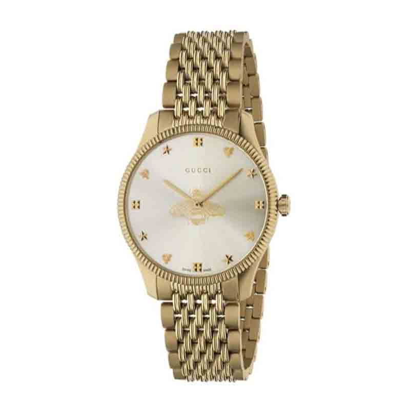 Gucci G Timeless Quartz Silver Dial Gold Steel Strap Watch For Women - YA1264155 Buy Now By Gucci