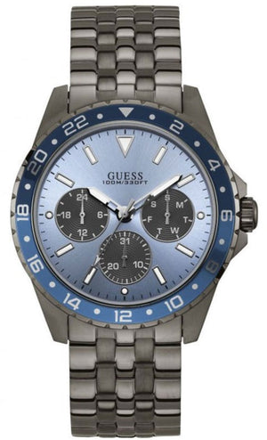 Guess Odyssey Quartz Blue Dial Gunmetal Steel Strap Watch For Men - W1107G5 Buy Now By Guess
