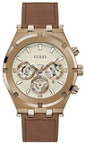 Guess Analog Multifunction White Dial Brown Leather Strap Watch for Men - GW0262G3 Buy Now By Guess