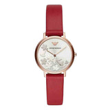 Emporio Armani Kappa Classic Quartz Silver Dial Red Leather Strap Watch For Women - AR11114 Buy Now By Emporio Armani