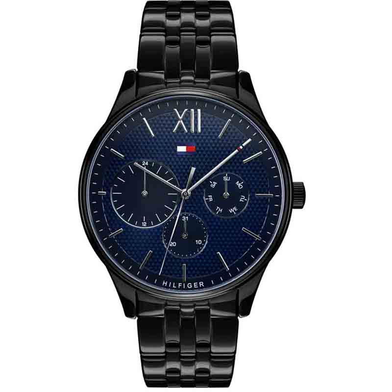 Tommy Hilfiger Damon Quartz Chronograph Blue Dial Black Steel Strap Watch for Men - 1791454 Buy Now By Tommy Hilfiger