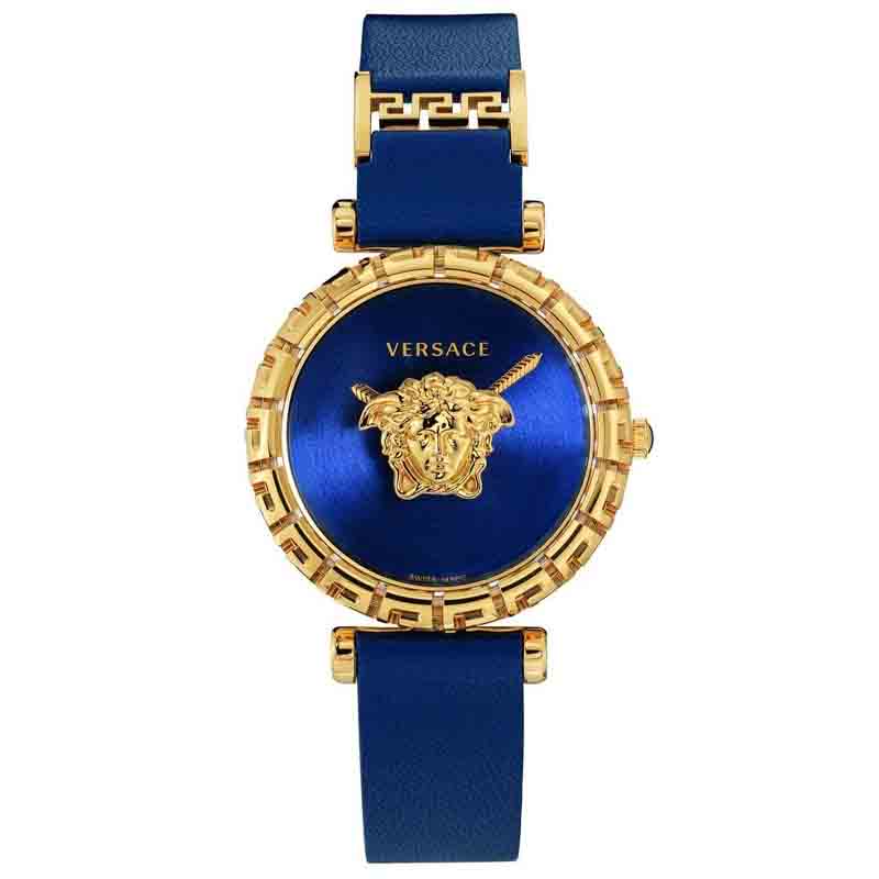 Versace Palazzo Empire Greca Quartz Blue Dial Blue Leather Strap Watch for Women - VEDV00219 Buy Now By Versace