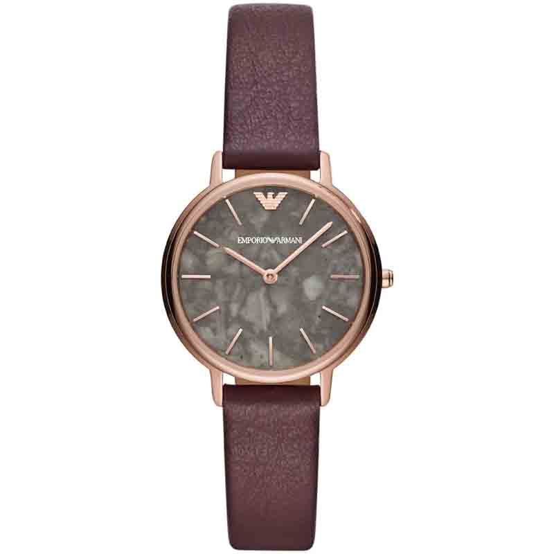 Emporio Armani Quartz Grey Dial Brown Leather Strap Watch For Women - AR11172 Buy Now By Emporio Armani