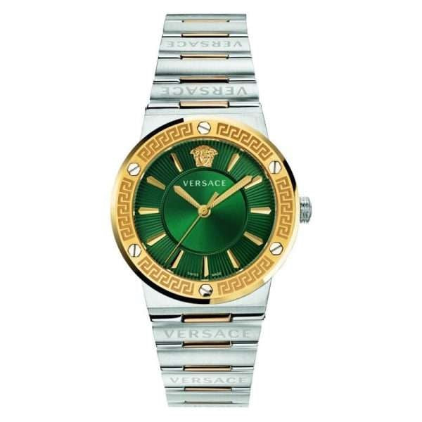 Versace Greca Green Dial Silver Steel Strap Watch for Women - VEVH00720 Buy Now By Versace