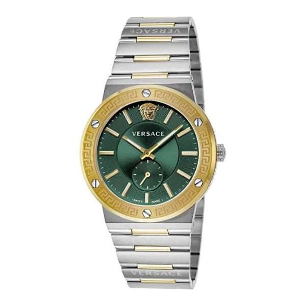 Versace Hellenyium Quartz Green Dial Silver Steel Strap Watch For Men - VEVK00420 Buy Now By Versace