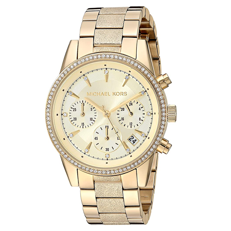 Michael Kors Ritz Chronograph Gold Dial Gold Steel Strap Watch For Women - MK6597 Buy Now By Michael Kors