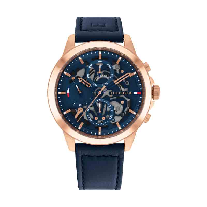 Tommy Hilfiger Henry Chronograph Quartz Blue Dial Blue Leather Strap Watch For Men - 1710475 Buy Now By Tommy Hilfiger