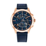 Tommy Hilfiger Henry Chronograph Quartz Blue Dial Blue Leather Strap Watch For Men - 1710475 Buy Now By Tommy Hilfiger