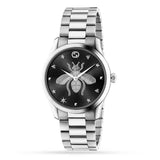 Gucci G Timeless Quartz Black Dial Silver Steel Strap Watch For Women - YA1264136 Buy Now By Gucci