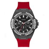 Guess Mainline Multifunction Crystals Black Dial Red Silicone Strap Watch For Men - GW0208G6 Buy Now By Guess