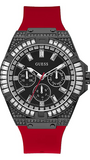 Guess Mainline Multifunction Crystals Black Dial Red Silicone Strap Watch For Men - GW0208G6 Buy Now By Guess