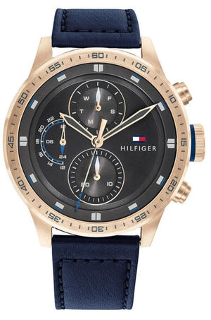 Tommy Hilfiger Trent Chronograph Grey Dial Black Leather Strap Watch For Men - 1791808 Buy Now By Tommy Hilfiger