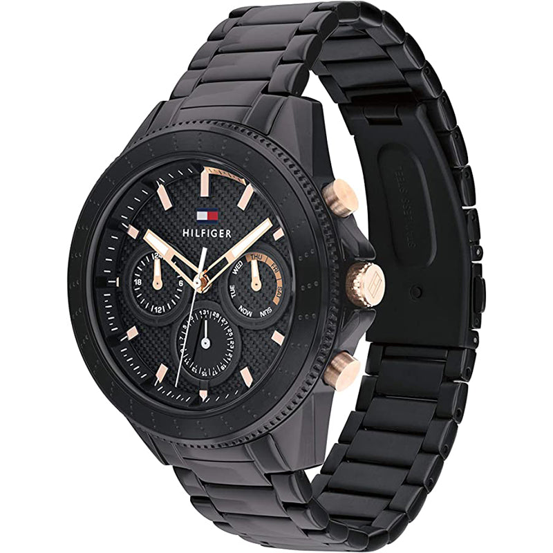 Tommy Hilfiger Aiden Chronograph Black Dial Black Steel Strap Watch For Men - 1791858 Buy Now By Tommy Hilfiger