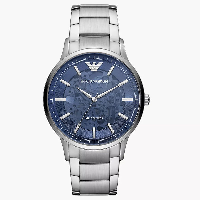 Emporio Armani Renato Automatic Blue Dial Silver Steel Strap Watch For Men - AR60037 Buy Now By Emporio Armani