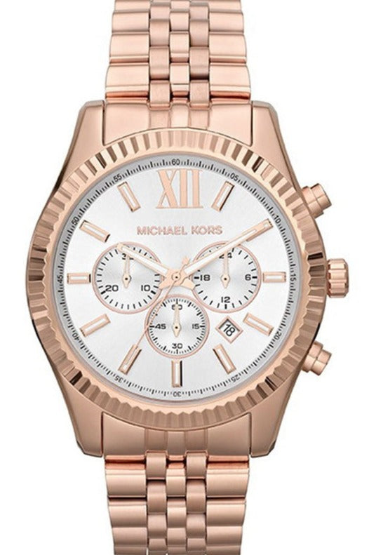 Michael Kors Lexington Chronograph White Dial Rose Gold Steel Strap Watch For Women - MK8313 Buy Now By Michael Kors