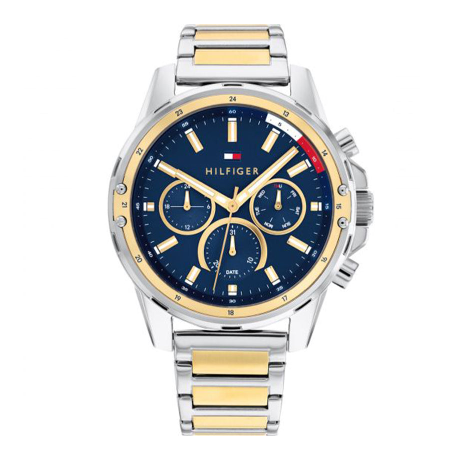 Tommy Hilfiger Mason Chronograph Blue Dial Two Tone Steel Strap Watch For Men - 1791937 Buy Now By Tommy Hilfiger