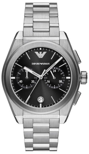 Emporio Armani Federico Chronograph Black Dial Silver Steel Strap Watch For Men - AR11560 Buy Now By Emporio Armani