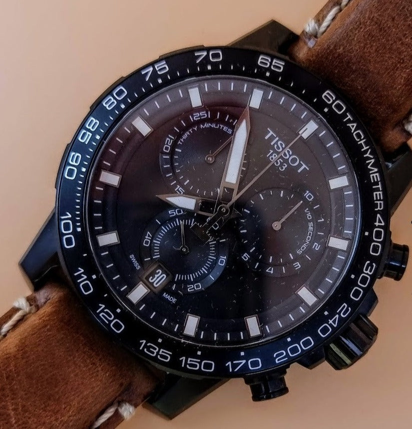 Tissot Supersport Chrono Black Dial Brown Leather Strap Watch for Men - T125.617.36.051.01 Buy Now By Tissot