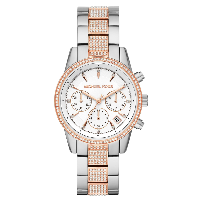 Michael Kors Ritz Chronograph White Dial Two Tone Steel Strap Watch For Women - MK6651 Buy Now By Michael Kors