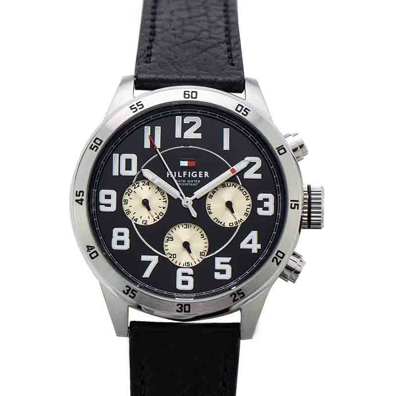 Tommy Hilfiger Sport Chronograph Black Dial Black Leather Strap Watch for Men - 1791050 Buy Now By Tommy Hilfiger