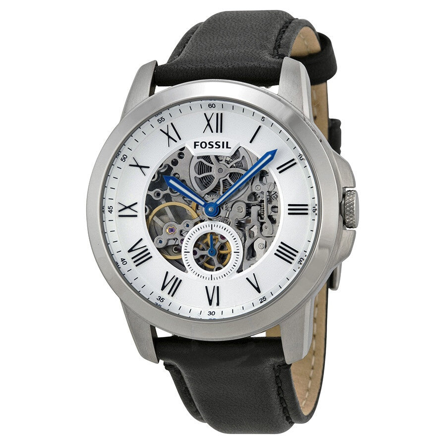 Fossil Grant Skeleton White Dial Black Leather Strap Watch for Men - ME3053 Buy Now By Fossil