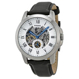 Fossil Grant Skeleton White Dial Black Leather Strap Watch for Men - ME3053 Buy Now By Fossil