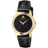 Gucci G Timeless Quartz Black Dial Black Leather Strap Watch For Women - YA126581A Buy Now By Gucci
