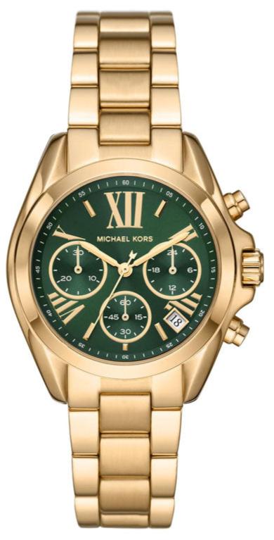 Michael Kors Bradshaw Chronograph Green Dial Gold Steel Strap Watch For Women - MK7257 Buy Now By Michael Kors
