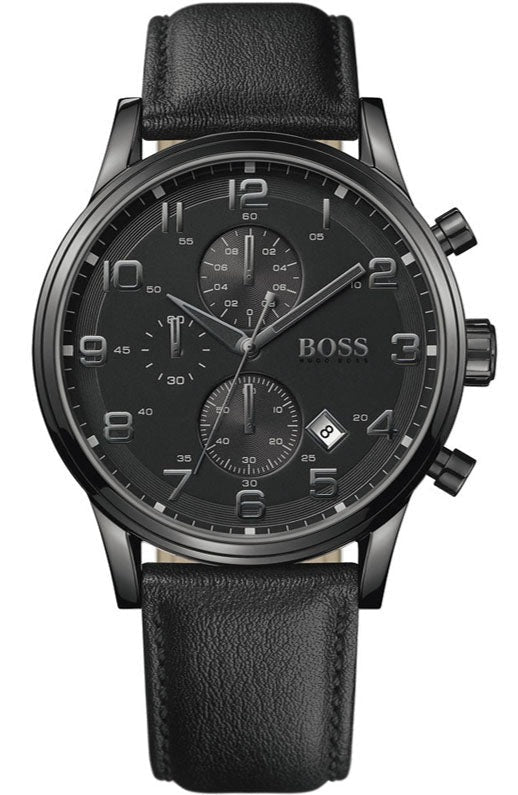 Hugo Boss Blackout Chronograph Black Dial Black Leather Strap Watch For Men - HB1512567 Buy Now By Hugo Boss