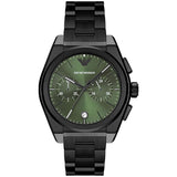 Emporio Armani Federico Chronograph Green Dial Black Steel Strap Watch For Men - AR11562 Buy Now By Emporio Armani