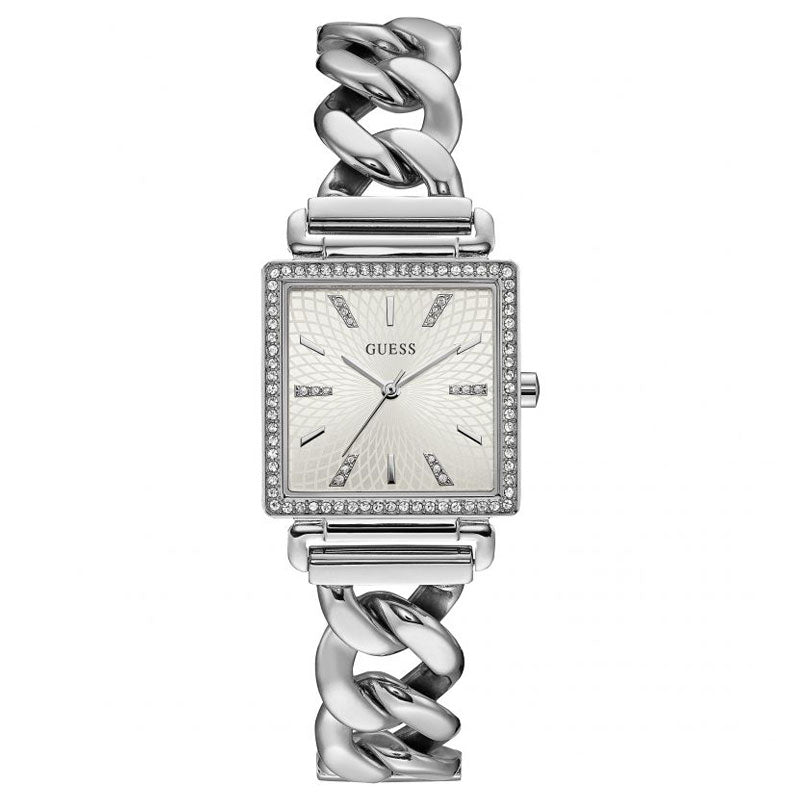 Guess Vanity Diamonds White Dial Silver Steel Strap Watch for Women - W1030L1 Buy Now By Guess