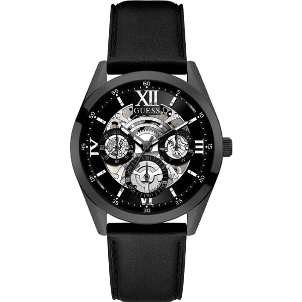 Guess Analog Quartz Black Dial Black Leather Strap Watch For Men - GW0389G4 Buy Now By Guess