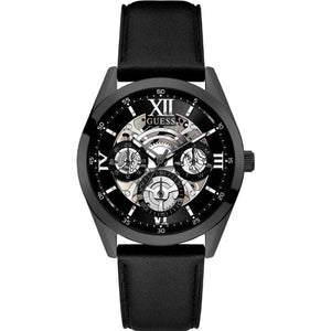 Guess Analog Quartz Black Dial Black Leather Strap Watch For Men - GW0389G4 Buy Now By Guess