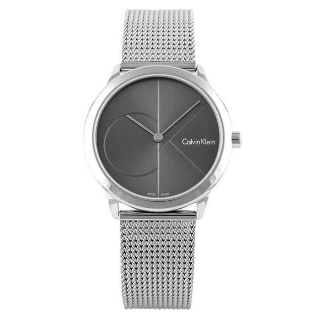 Calvin Klein Minimal Black Dial Silver Mesh Bracelet Watch for Women - K3M22123 Buy Now By Calvin Klein