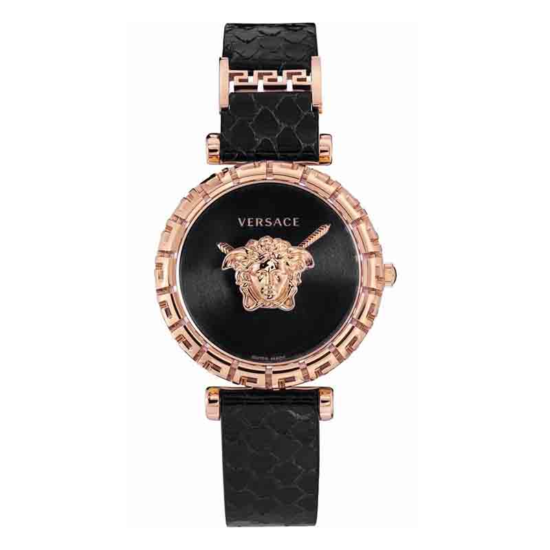 Versace Palazzo Empire Greca Black Dial Black Leather Strap Watch for Women - VEDV00719 Buy Now By Versace