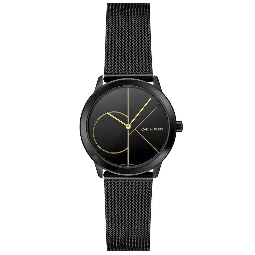 Calvin Klein Minimal Black Dial Black Mesh Bracelet Watch for Women - K3M224X1 Buy Now By Calvin Klein