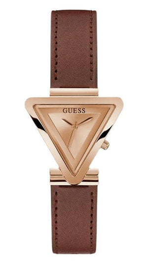 Guess Fame Quartz Rose Gold Dial Brown Leather Strap Watch For Women - GW0548L2 Buy Now By Guess