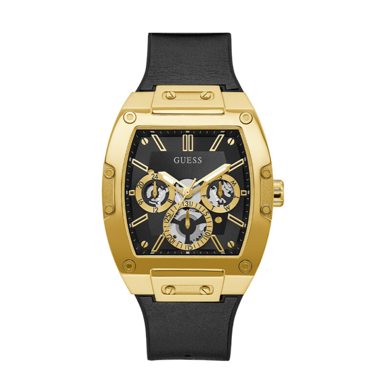 Guess Phoenix Multifunction Black Dial Black Leather Strap Watch for Men - GW0202G1 Buy Now By Guess