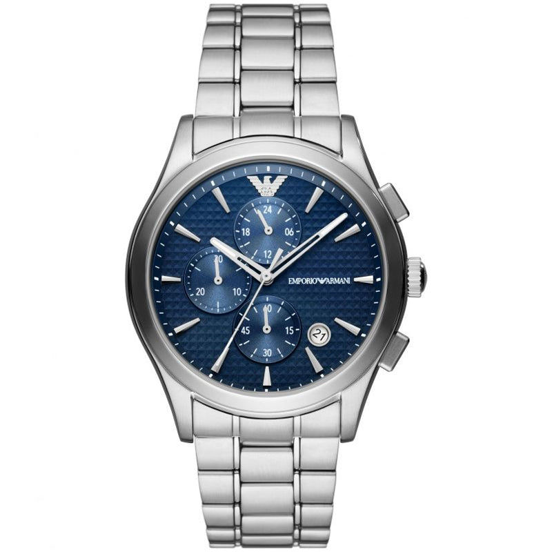 Emporio Armani Chronograph Blue Dial Silver Steel Strap Watch For Men - AR11528 Buy Now By Emporio Armani