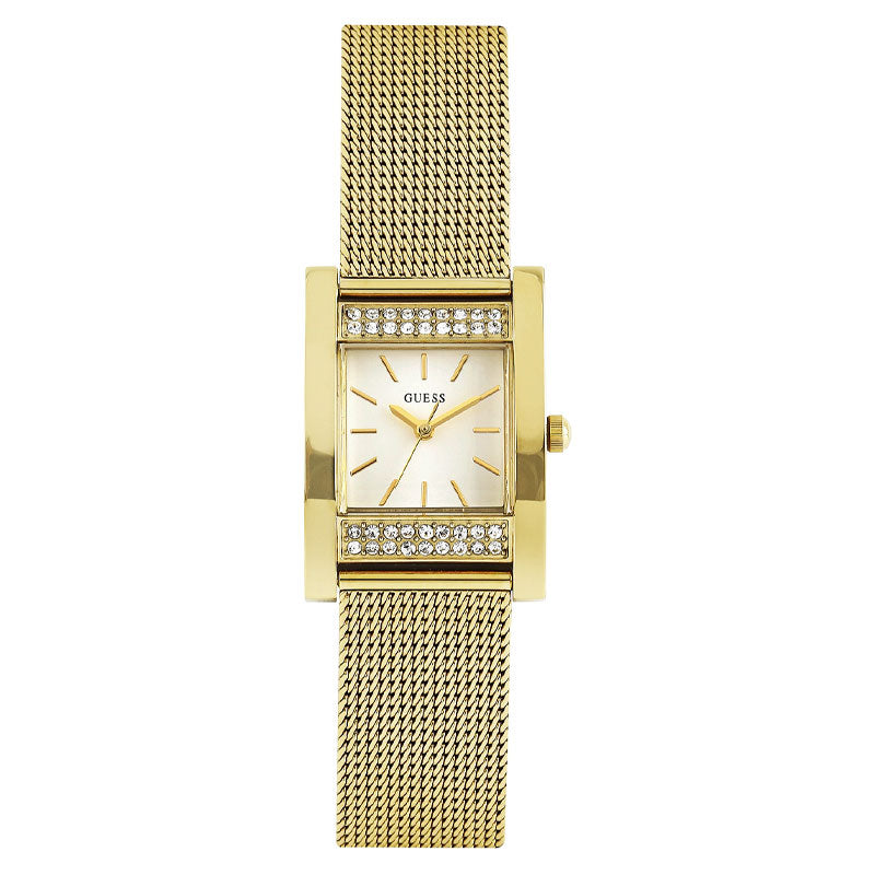 Guess Nouveau Diamonds Gold Dial Gold Mesh Bracelet Watch for Women - W0127L2 Buy Now By Guess