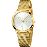 Calvin Klein Minimal Silver Dial Gold Mesh Bracelet Watch for Women - K3M22526 Buy Now By Calvin Klein